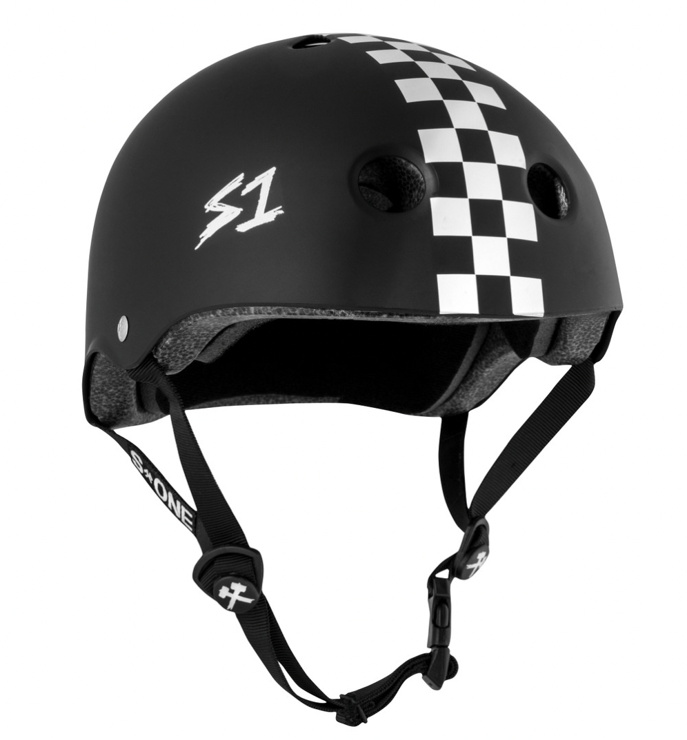 S1 Lifer Helmet Black Matt with White Checkers