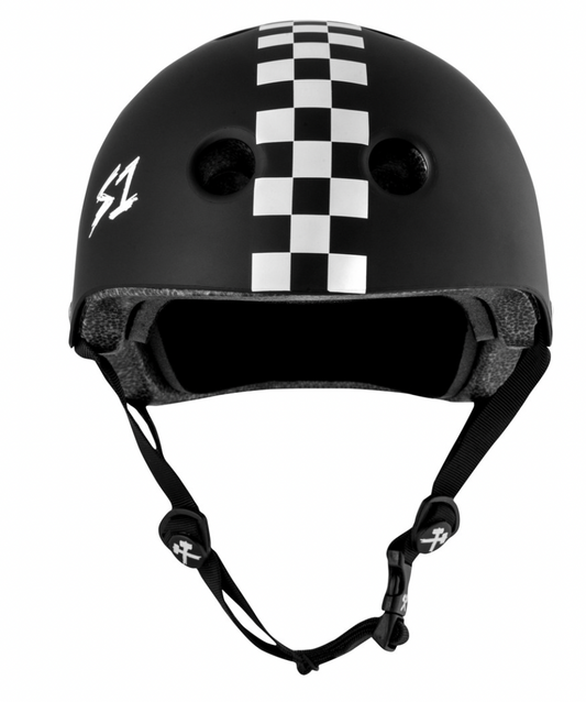 S1 Lifer Helmet Black Matt with White Checkers