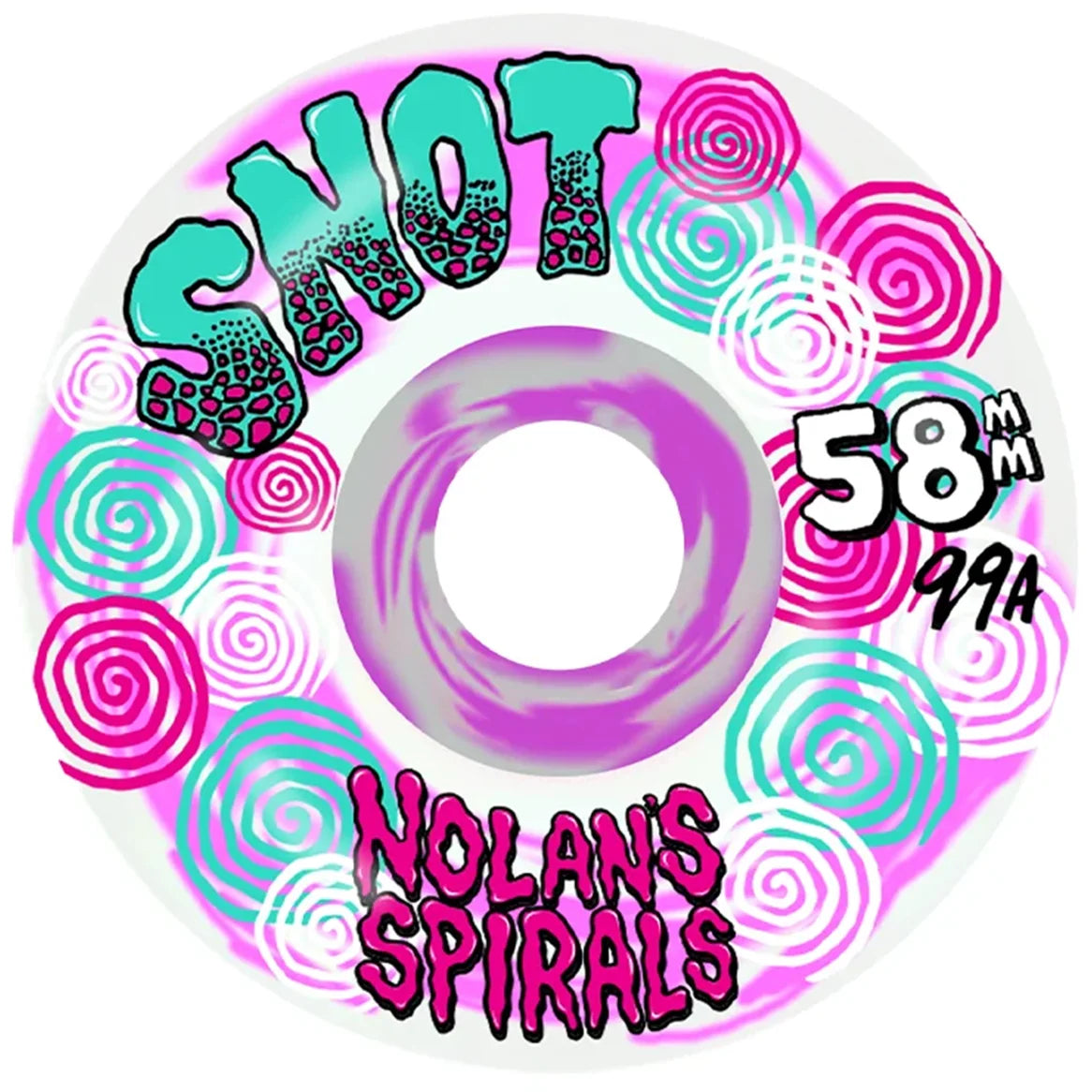 Snot Wheels Nolan Spirals Wide Boys Pink/White 99A 52mm